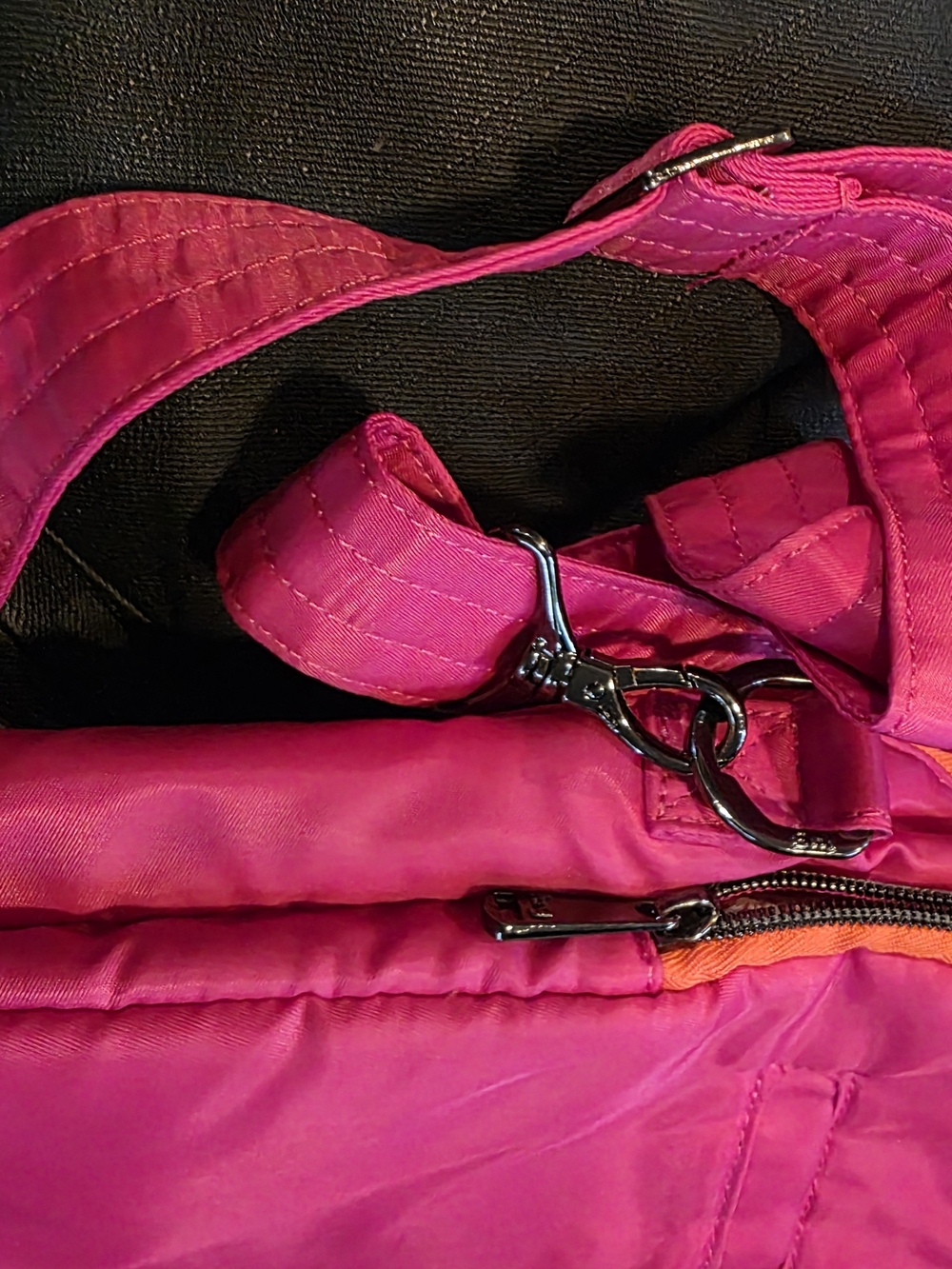Lug Wrangler Medium Pink Cargo Crossbody Bag  Wide Guitar Strap Orange Trim - Picture 9 of 11